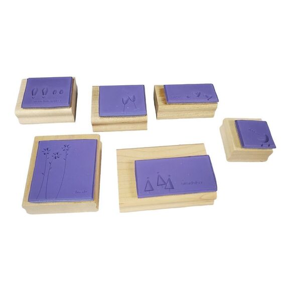 Stampin Up In Any Event Silhouette Wood Mount Rubber Stamps Set of 6 Holidays - Picture 2 of 9